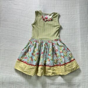 Matilda Jane Salut Tank Dress Girls Serendipity Size 6 green floral Bows